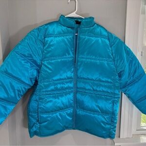 1990s Virginia Slims Blue Turquoise Puffer Coat Jacket Vintage 90s XL
